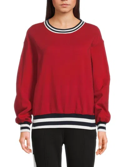 Chaser Women's Drop Shoulder Fleece Sweatshirt In Red