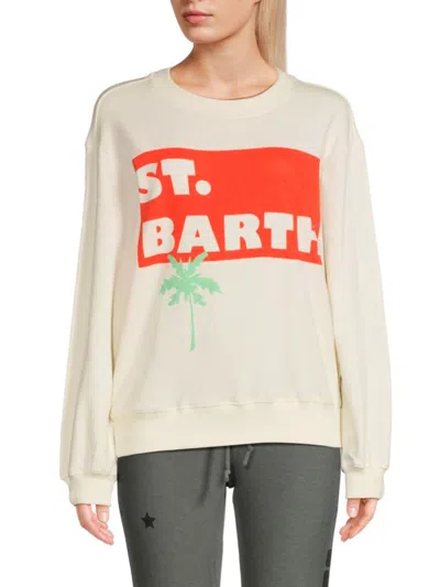 Chaser Women's Graphic Cotton Sweatshirt In Coconut Milk