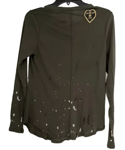 Chaser Women's Long Sleeve Crewneck Shirttail Tee In Safari In Green