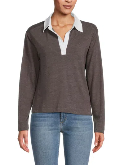 Chaser Women's Long Sleeve Johnny Collar Polo In Falcon