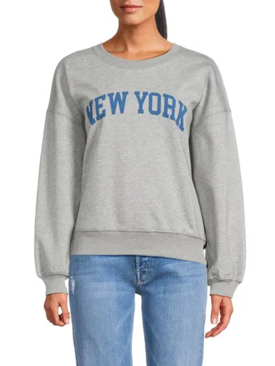 Chaser Women's New York Crewneck Sweatshirt In Heather Grey
