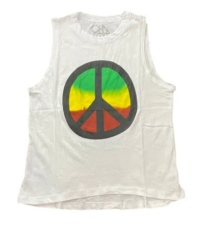 Chaser Women's Rasta Peace Graphic Tank Top In White
