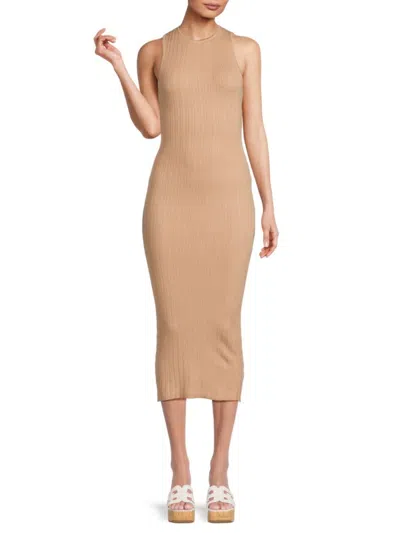 Chaser Women's Rib Knit Midi Dress In Portobello