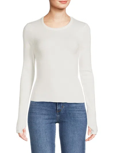 Chaser Women's Ribbed Long Sleeve T-shirt In Bright White