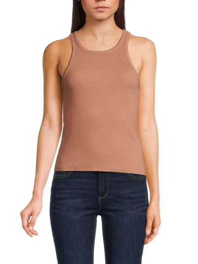 Chaser Women's Ribbed Racerback Tank Top In Bronze
