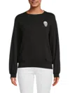 Chaser Halloween Embroidered Skull Oversized Sweatshirt In Black In Licorice
