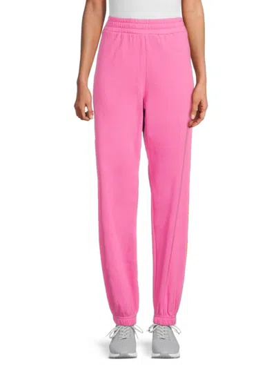 Chaser Women's Solid Cotton Joggers In Bright Rose