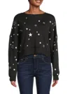 CHASER WOMEN'S STAR DROP SHOULDER CROPPED SWEATER