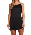Chaser Stretch Silky Basics Drape Back Hi Lo Shirttail Slip Dress In True Black In Black