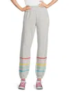 Chaser Women's Striped Heathered Joggers In Heather Grey