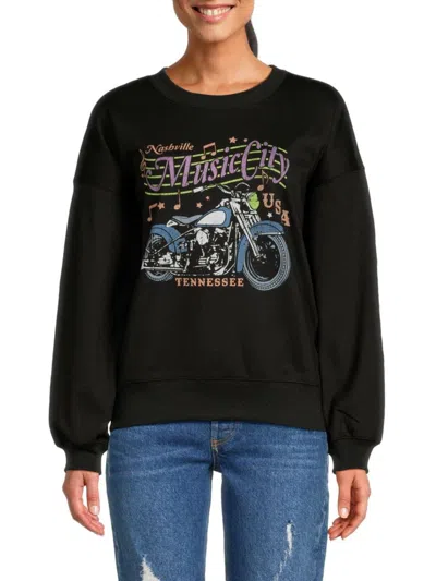 Chaser Women's Tennessee Crewneck Sweatshirt In Vintage Black