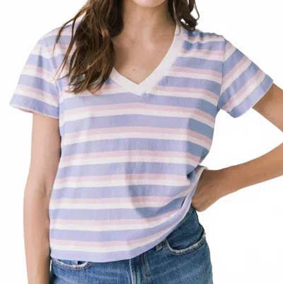 Chaser Women's V-neck Tee In Pastel Stripe In Multi