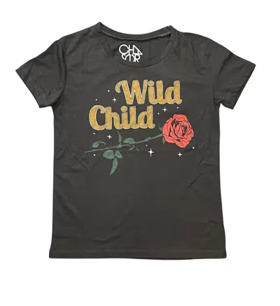 Chaser Women's Wild Child Short Sleeve Graphic Tee In Black