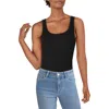Chaser Womens Scoop Neck Ribbed Knit Bodysuit In Black