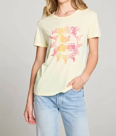 Chaser Woodstock Peace Love Music Tee In Limon Yellow