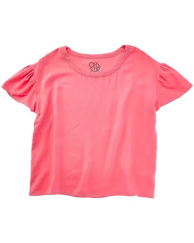 Chaser Kids' Woven Flutter Sleeve Top In Pink