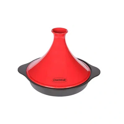 Chasseur 3.7 Qt. Cast Iron Round Tagine With Lid In Black;red