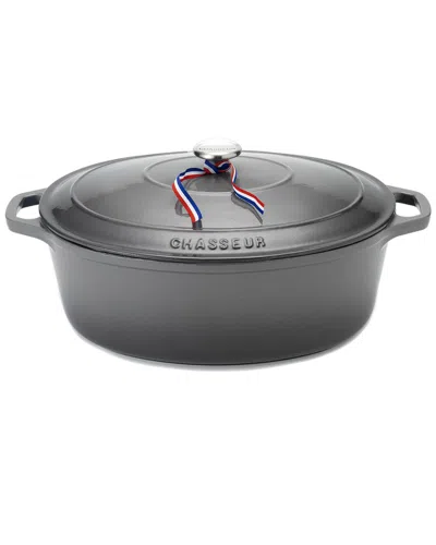 Chasseur 6qt Caviar-grey Enameled Cast Iron Dutch Oven In Gray