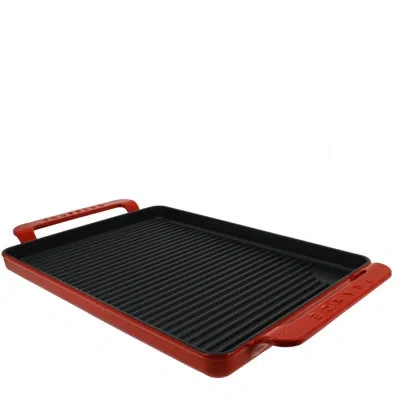 Chasseur 9.75" Cast Iron Grill Pan In Flame Red