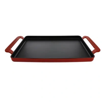 Chasseur Caviar 14" Cast Iron Griddle In Red