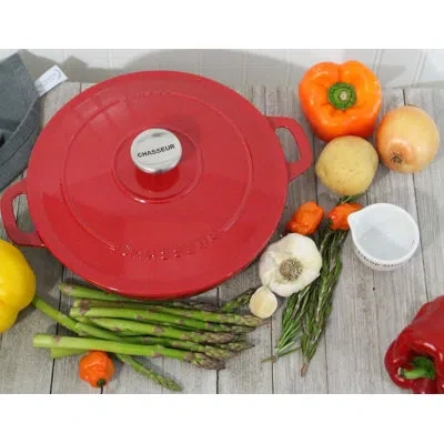 Chasseur French Cast Iron Round Dutch Oven In Red