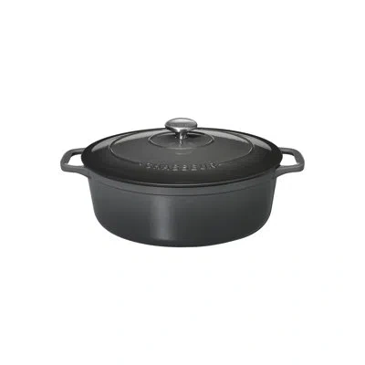 Chasseur French Enameled Cast Iron Oval Dutch Oven, 7.25-quart, Caviar In Gray