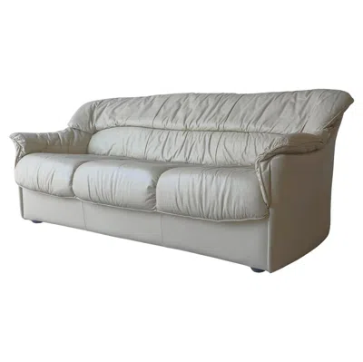 Pre-owned Chateau D'ax 1980s Post Modern Italian Leather Sofa In Gray