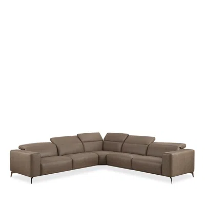 Chateau D'ax Chateau X'ax Nacosto Motion Leather Sectional Sofa In Brown