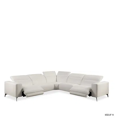 Chateau D'ax Chateau X'ax Nacosto Motion Leather Sectional Sofa In White