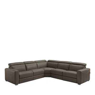 Chateau D'ax Gemma Reclining Leather Sectional Sofa In Dark Grey