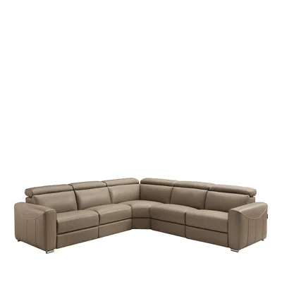 Chateau D'ax Gemma Reclining Leather Sectional Sofa In Light Grey