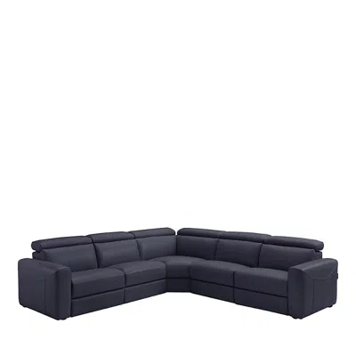 Chateau D'ax Gemma Reclining Leather Sectional Sofa In Medium Blue