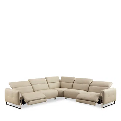Chateau D'ax Giada 5 Piece Leather Sectional In Perla