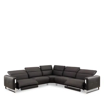 Chateau D'ax Giada 5 Piece Leather Sectional In Santos Black