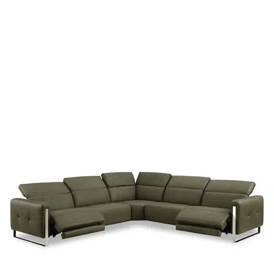 Chateau D'ax Giada 5 Piece Leather Sectional In Santos Green