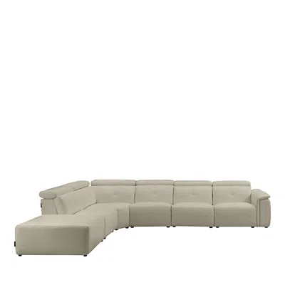 Chateau D'ax Nuvola 6 Piece Power Leather Sectional Sofa In Light Grey
