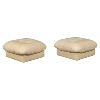 Pre-owned Chateau D'ax Pair Of Italian Post Modern Leather Stools By  In Sand