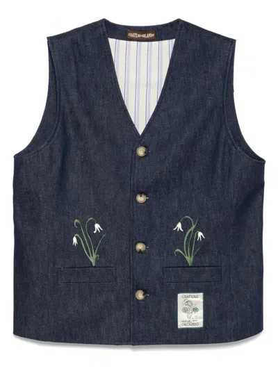 Chateau Orlando Denim Waistcoat In Blue