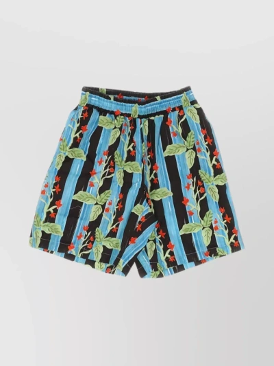 Chateau Orlando Floral Cotton Popin Shorts In Blue