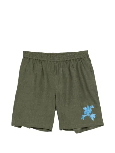 Chateau Orlando Floral-embrodairy Shorts In Green