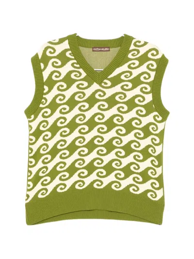 Chateau Orlando Graphic V-neck Vest In Green