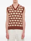 Chateau Orlando Square-pattern V-neck Top In Brown