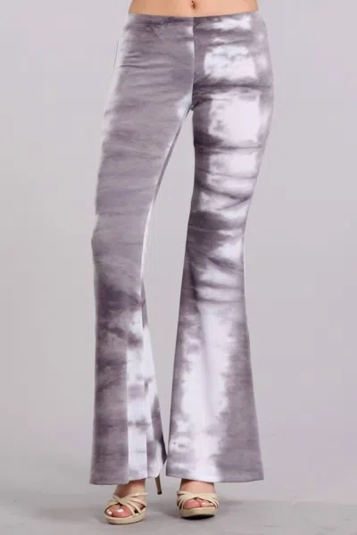 Chatoyant Bell Bottoms Yoga Stretch Pants In Grey/white