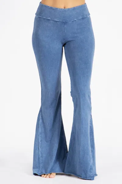Chatoyant Light Denim Wide Leg Bell Bottom Pant In Blue