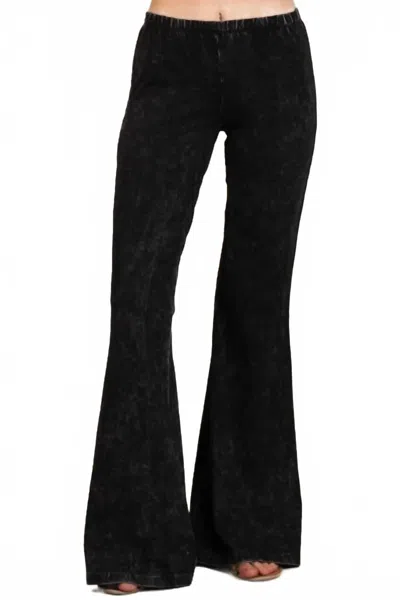Chatoyant Mineral Wash Bell Bottom Soft Pant In Black