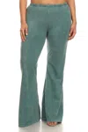 Chatoyant Mineral Wash Bell Bottom Soft Pant In Emerald In Green