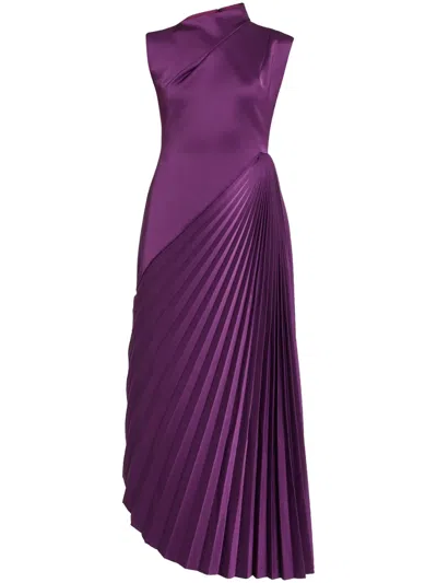 Chats By C.dam Asymmetric Maxi Dress In Purple