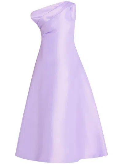 Chats By C.dam Asymmetric-neck Midi Dress In Violett