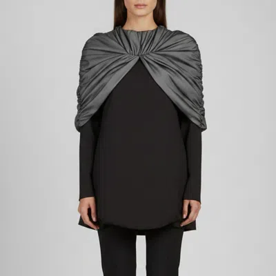 Pre-owned Chats By C.dam Black Jersey And Organza Draped Aether Top S