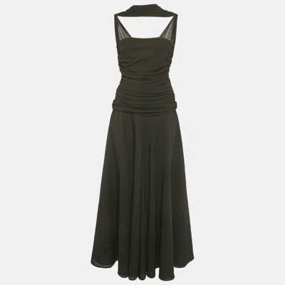 Pre-owned Chats By C.dam Black Jersey Knit Deema Al Asadi Midi Dress S